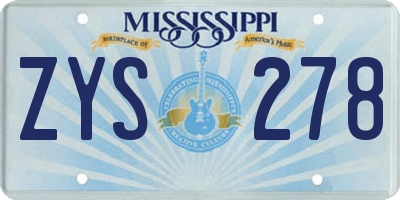 MS license plate ZYS278