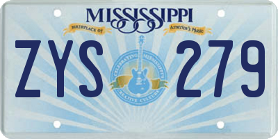 MS license plate ZYS279