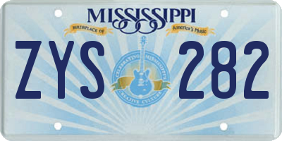 MS license plate ZYS282
