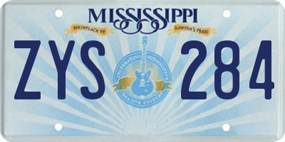 MS license plate ZYS284