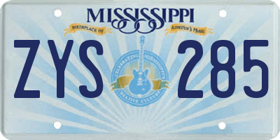 MS license plate ZYS285