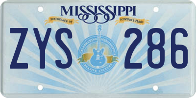 MS license plate ZYS286