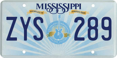 MS license plate ZYS289