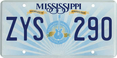MS license plate ZYS290
