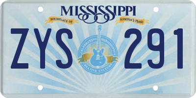 MS license plate ZYS291