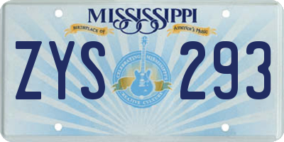 MS license plate ZYS293