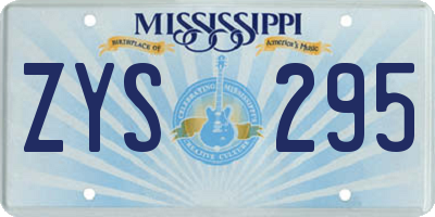 MS license plate ZYS295