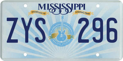 MS license plate ZYS296