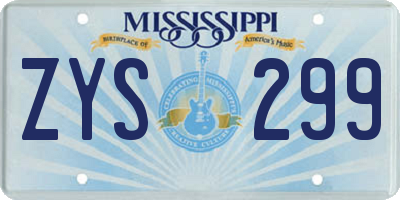 MS license plate ZYS299