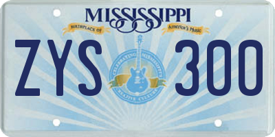 MS license plate ZYS300