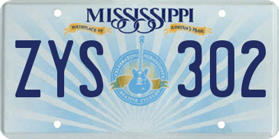 MS license plate ZYS302