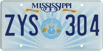 MS license plate ZYS304