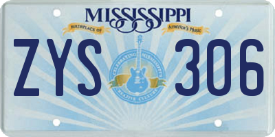 MS license plate ZYS306