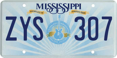 MS license plate ZYS307