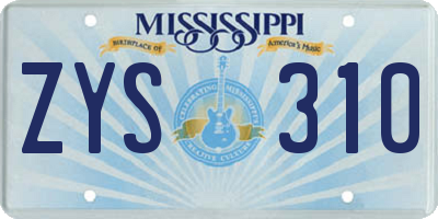 MS license plate ZYS310