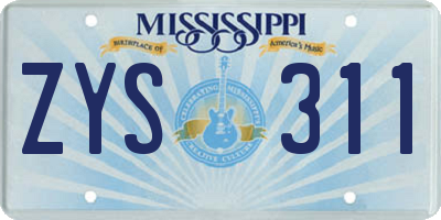 MS license plate ZYS311