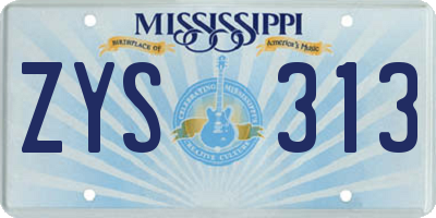 MS license plate ZYS313