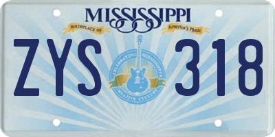 MS license plate ZYS318