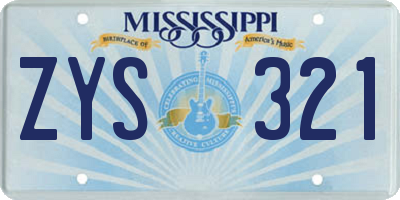 MS license plate ZYS321