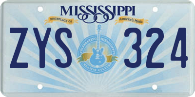 MS license plate ZYS324