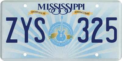 MS license plate ZYS325
