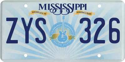 MS license plate ZYS326