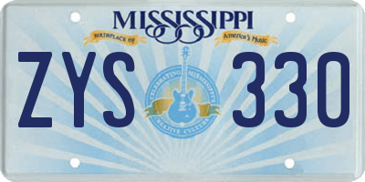 MS license plate ZYS330