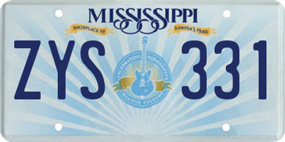 MS license plate ZYS331