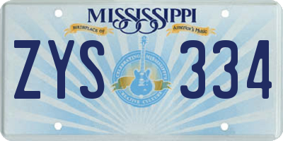 MS license plate ZYS334