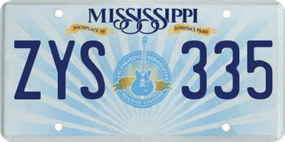 MS license plate ZYS335
