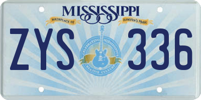 MS license plate ZYS336