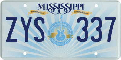 MS license plate ZYS337