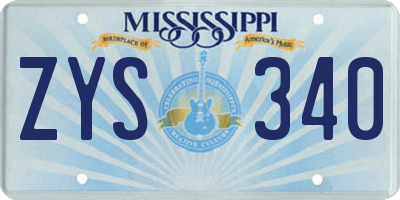 MS license plate ZYS340