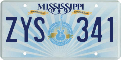 MS license plate ZYS341