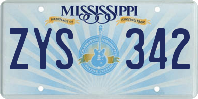 MS license plate ZYS342