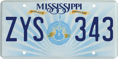 MS license plate ZYS343