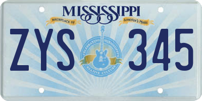 MS license plate ZYS345