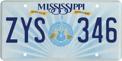 MS license plate ZYS346