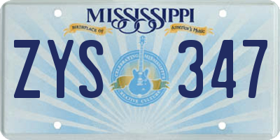 MS license plate ZYS347