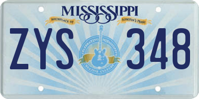 MS license plate ZYS348