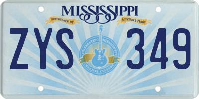 MS license plate ZYS349