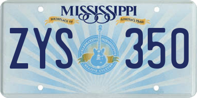 MS license plate ZYS350