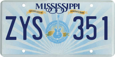 MS license plate ZYS351