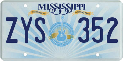 MS license plate ZYS352