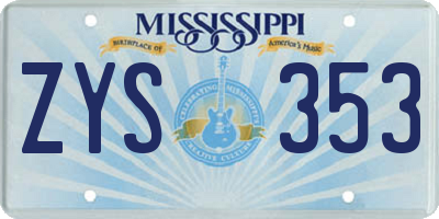 MS license plate ZYS353