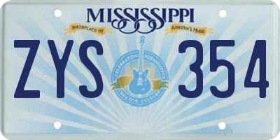 MS license plate ZYS354