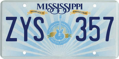 MS license plate ZYS357