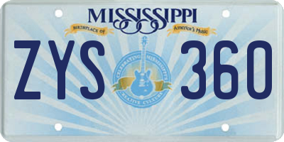 MS license plate ZYS360