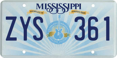 MS license plate ZYS361