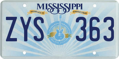 MS license plate ZYS363
